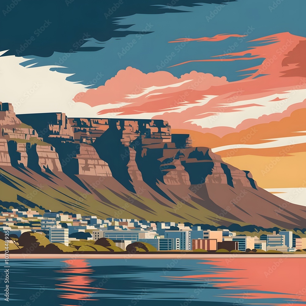 Fototapeta premium An abstract illustration of the cape town skyline