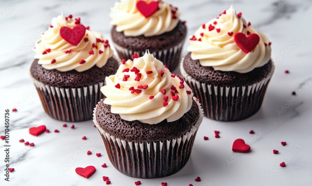 Chocolate cupcakes with cream. Chocolate cupcakes with cream.