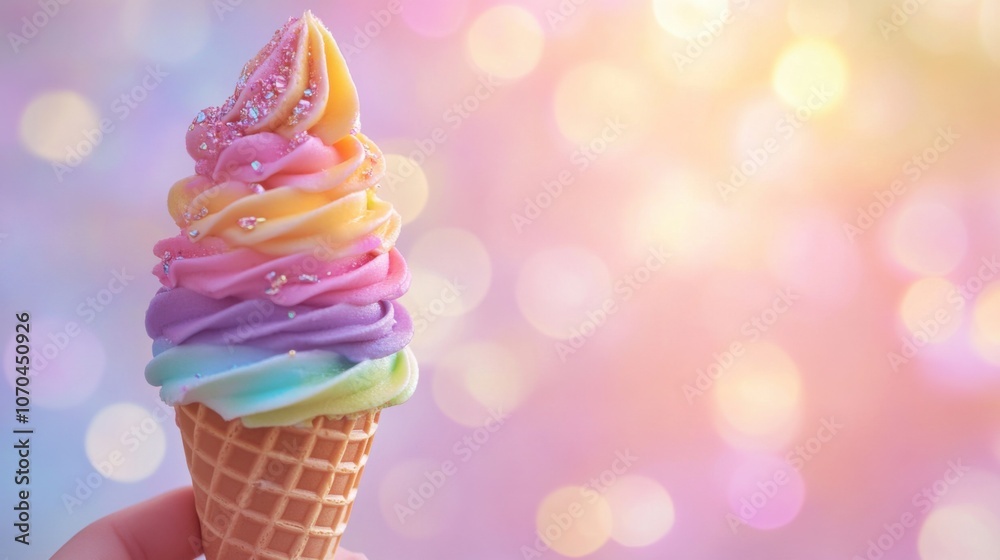 Pastel Rainbow Ice Cream: A pastel-toned rainbow ice cream. Pastel Rainbow Ice Cream: A pastel-toned rainbow ice cream.