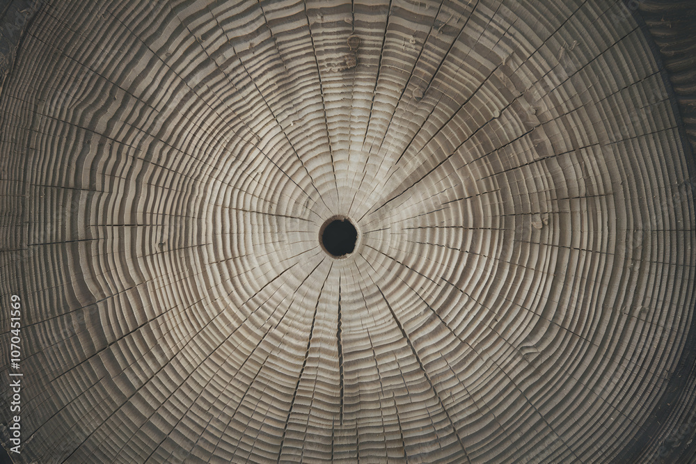 Tree trunk cross section reveals growth rings, showcasing natural age Tree trunk cross section reveals growth rings, showcasing natural age