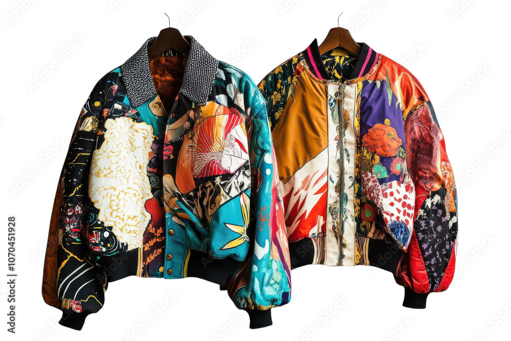 Jackets With Eccentric Harajuku Prints Isolated On Transparent Background on transparent background Jackets With Eccentric Harajuku Prints Isolated On Transparent Background on transparent background