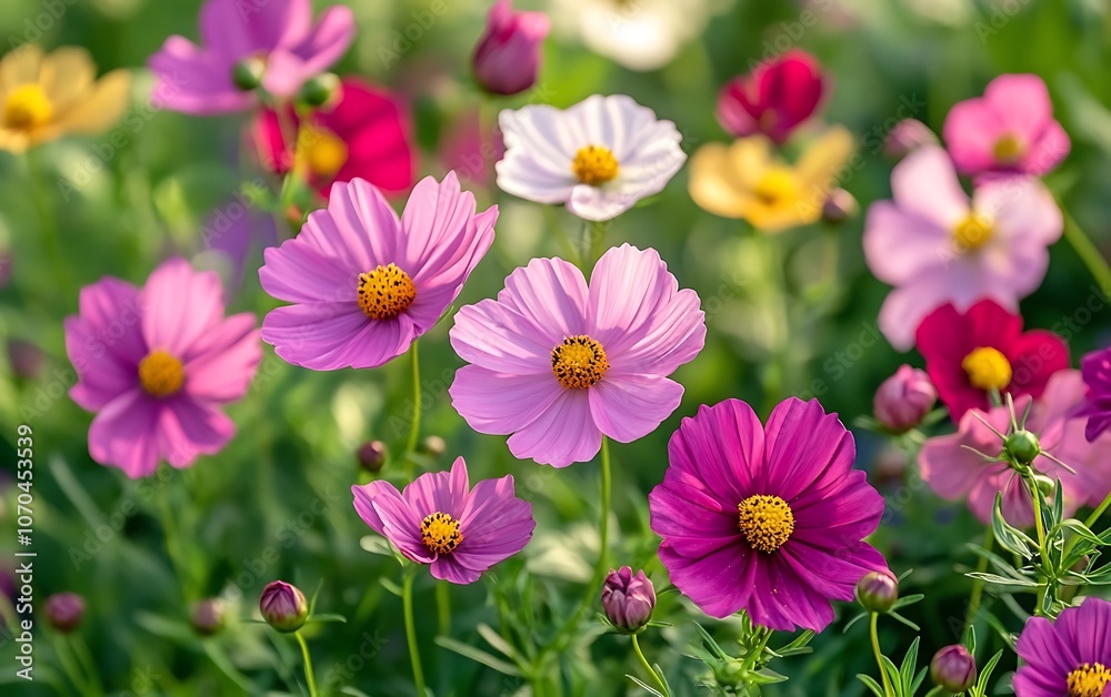 Cosmos flowers in the garden, Cosmos flowers blooming in the garden Cosmos flowers in the garden, Cosmos flowers blooming in the garden