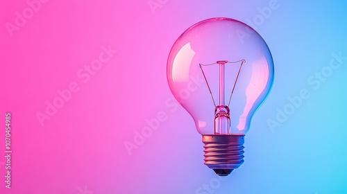 A classic light bulb against a vibrant pink and blue background.