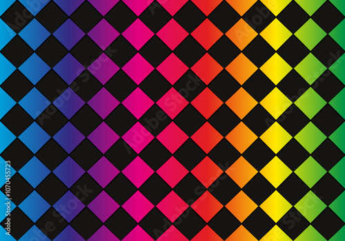 Fondo de rombos en negro y arco iris o lgtbi