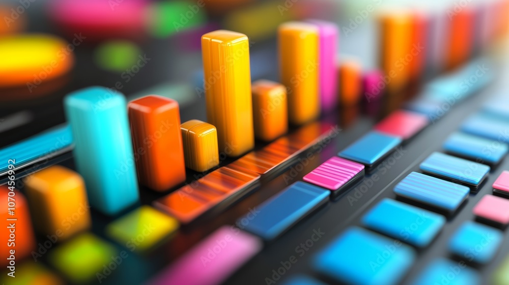 A colorful 3D bar graph with a shallow depth of field. A colorful 3D bar graph with a shallow depth of field.