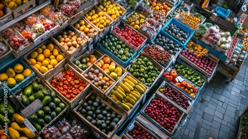 Wallpaper Mural A colorful display of fresh fruits and vegetables in a market stall. Torontodigital.ca