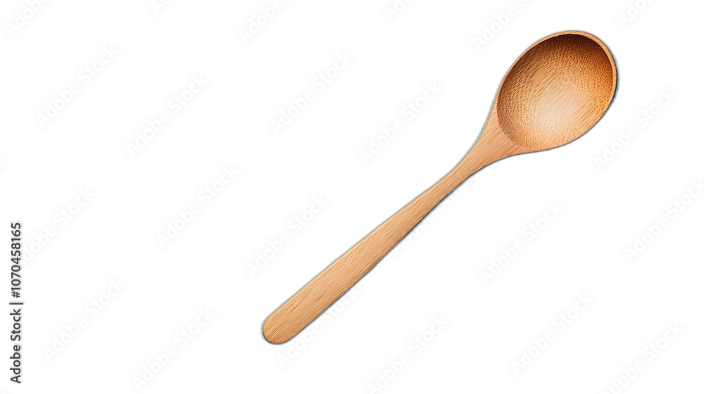 Full body shot. A wooden spoon with a smooth, polished finish, lying diagonally on a calm blue background, 4k resolution, no background, no shadow Full body shot. A wooden spoon with a smooth, polished finish, lying diagonally on a calm blue background, 4k resolution, no background, no shadow