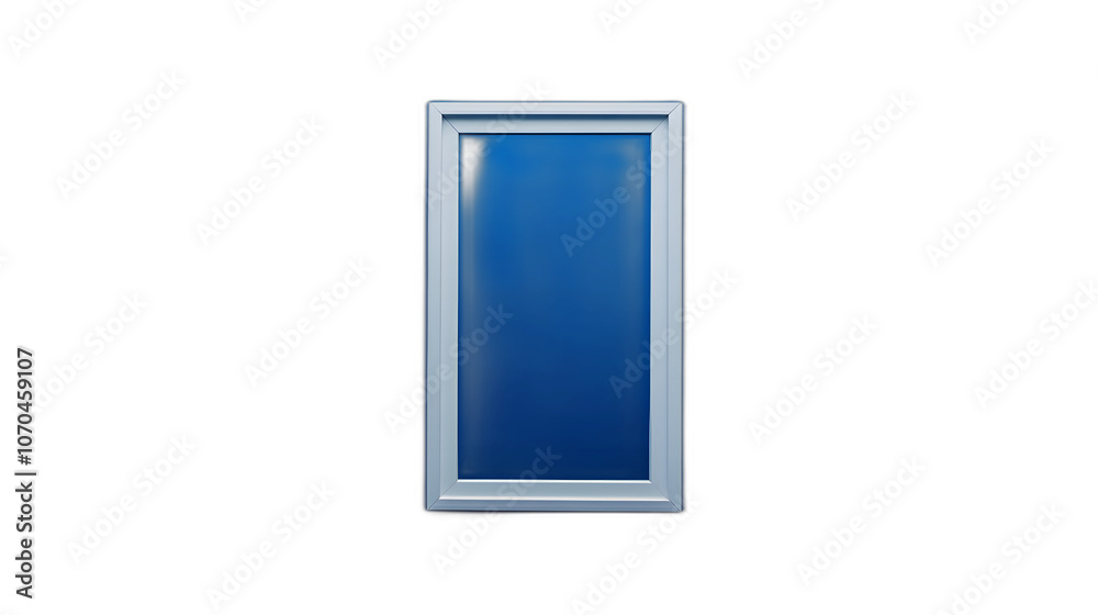 Full body shot. A rectangular wall mirror with a modern frame, positioned vertically on a rich blue background, 4k resolution, no background, no shadow Full body shot. A rectangular wall mirror with a modern frame, positioned vertically on a rich blue background, 4k resolution, no background, no shadow