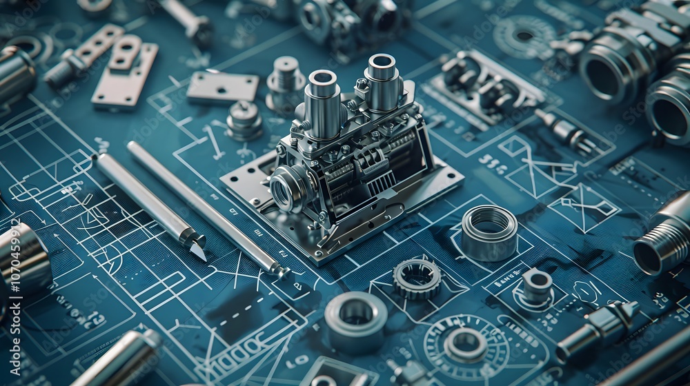 A blue engine is shown on a blue background. The engine is a part of a car and is shown in detail A blue engine is shown on a blue background. The engine is a part of a car and is shown in detail
