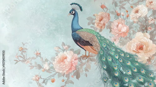 An artistic photo of a beautiful peacock in beautiful background.