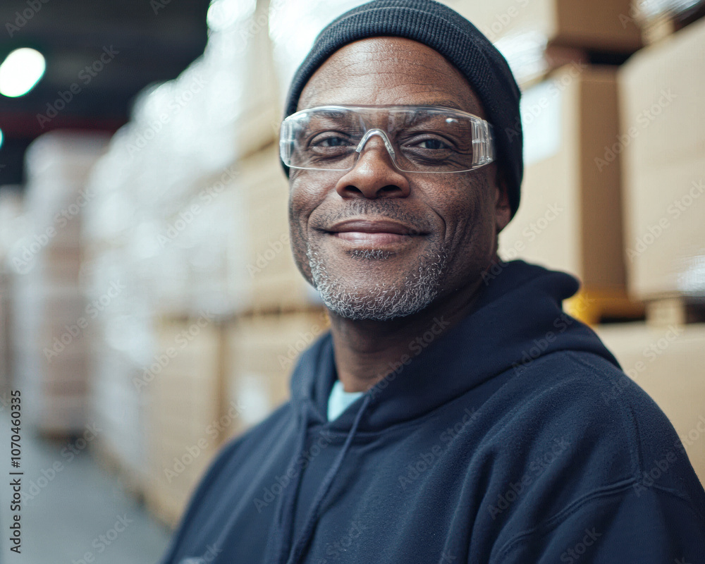 A man wearing a black hoodie and glasses is smiling