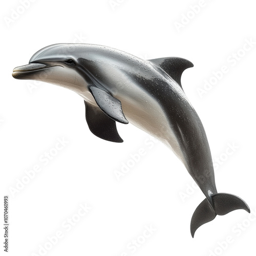 Agile Dolphin Leaping through Water with Transparent Background photo