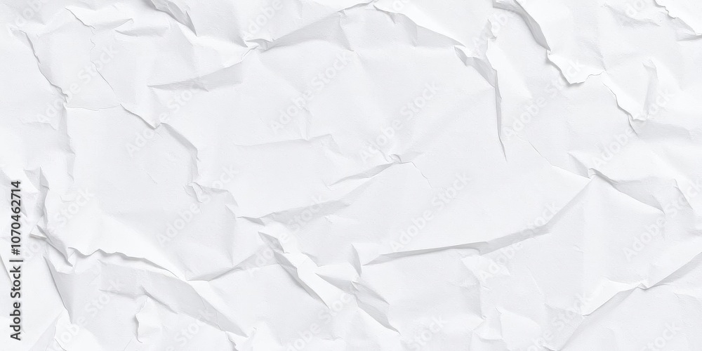 Fototapeta premium Rough and textured white paper poster with creases and folds, surface, mockup