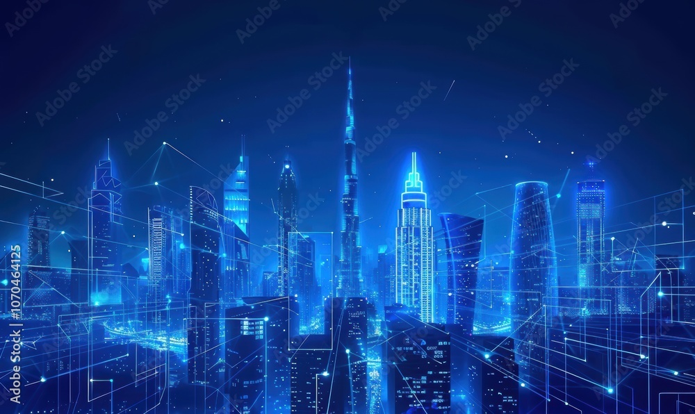 迪拜哈利塔现代化智慧城市大厦背景 迪拜哈利塔现代化智慧城市大厦背景