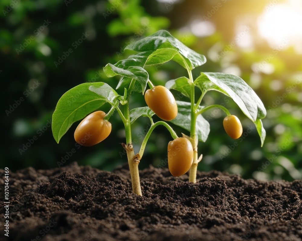 Tiny Plant Sprouting from Soil, Garden's Hopeful Beginning New Life, Growth, Seedling, Nature, Spring, Fresh Start, Organic, Gardening, Sustainable, Eco-Friendly, Green Thumb, Vegetable Garden