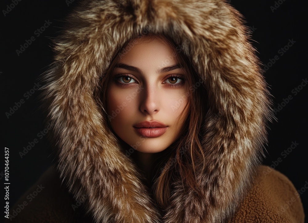 A woman in a brown fur coat poses for a photograph. A woman in a brown fur coat poses for a photograph.