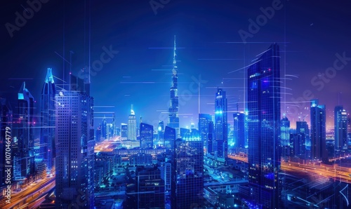 Wallpaper Mural 迪拜哈利塔现代化智慧城市大厦背景 Torontodigital.ca