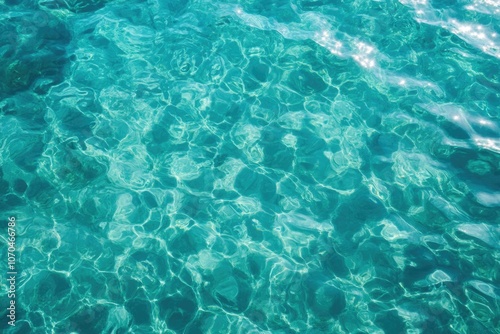 Turquoise water, crystal-clear and transparent sea surface texture background.