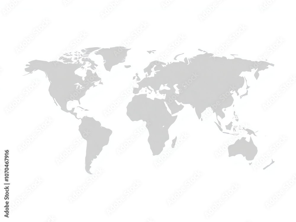 A white world map outlined in grey, showcasing global geography in a minimalist design. A white world map outlined in grey, showcasing global geography in a minimalist design.