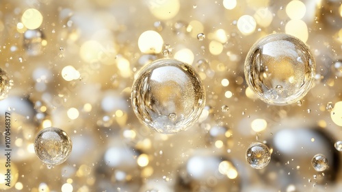 Wallpaper Mural Shimmering Bubbles in Soft Gold Background Torontodigital.ca