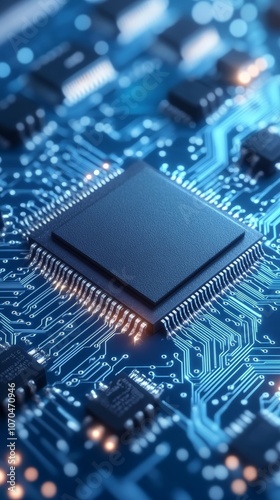 Wallpaper Mural Cpu processing data on motherboard: futuristic technology in action Torontodigital.ca