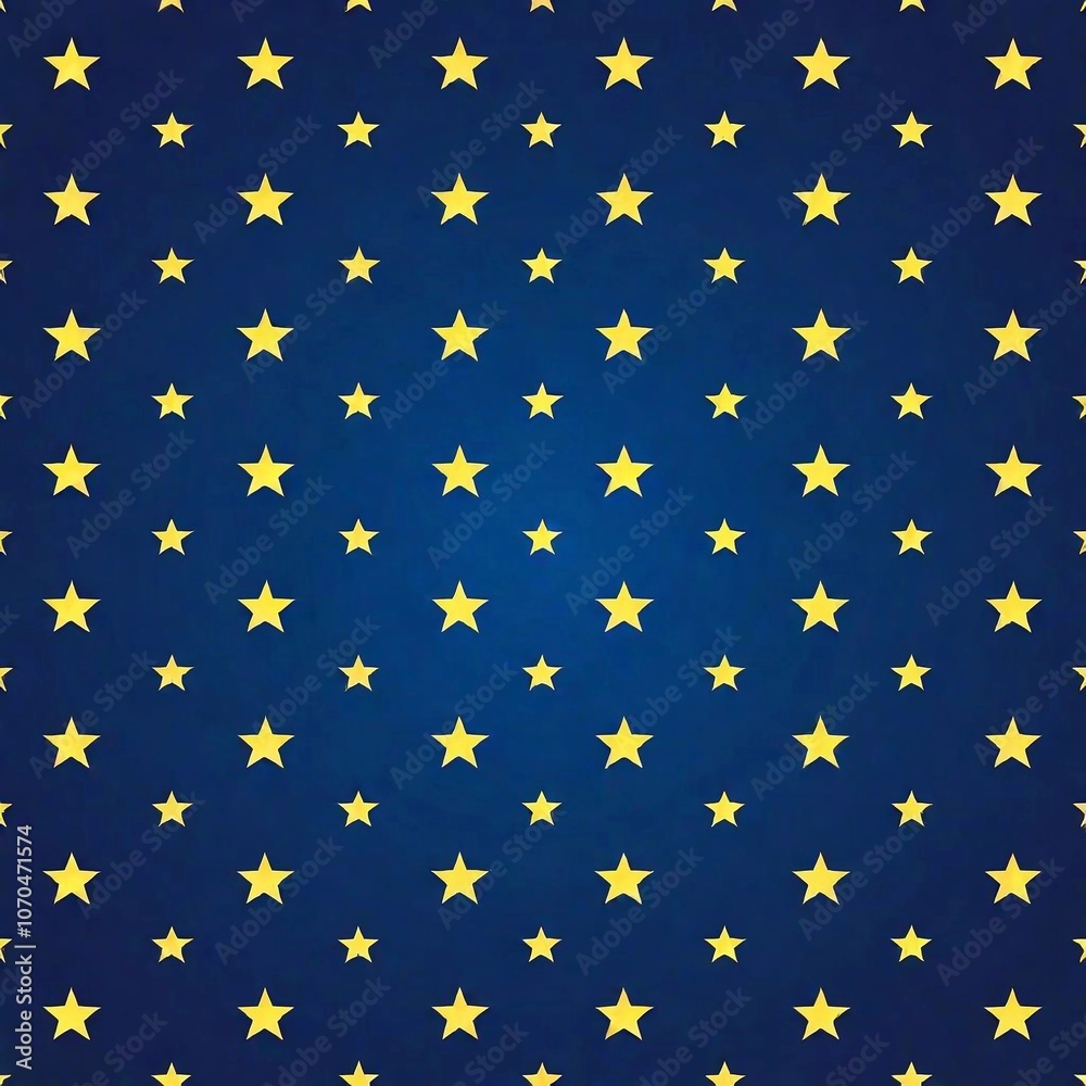 A seamless texture with glowing yellow stars on a navy blue background, reminiscent of a night sky A seamless texture with glowing yellow stars on a navy blue background, reminiscent of a night sky