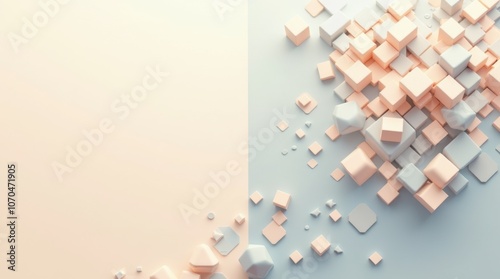 Minimalist background showing a contrast between order and chaos: one side perfectly aligned, the other side chaotic.