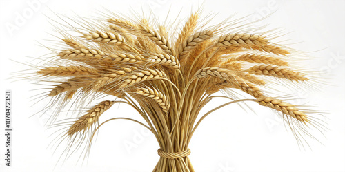 
An up-close view of a 3D wheat bundle, resembling an artful arrangement of golden stalks, highlighting the texture and natural beauty of wheat photo