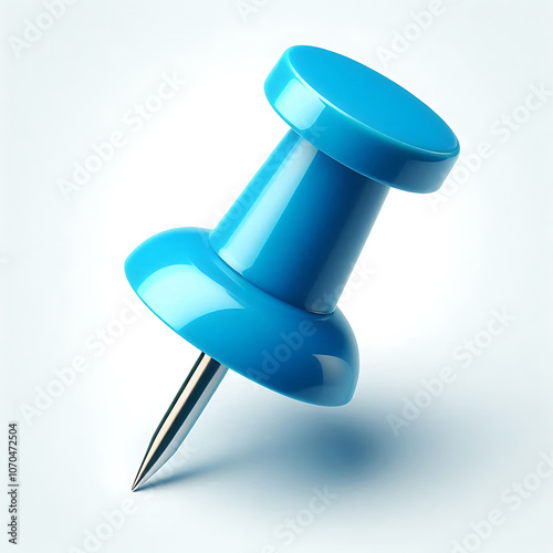 Close-Up Image of a Single Blue Pushpin on White Background. generator AI