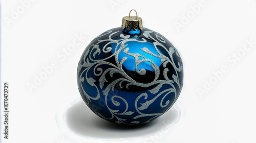 Blue Christmas ball ornament isolated on a white background