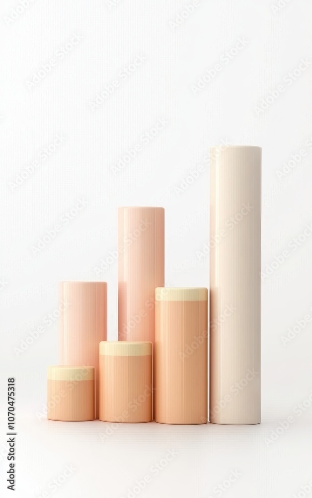 Obraz premium Colored cylindrical shapes on a white isolate background.