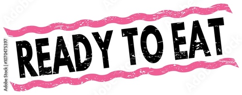 Obraz na plátně READY TO EAT text on pink-black lines stamp sign.