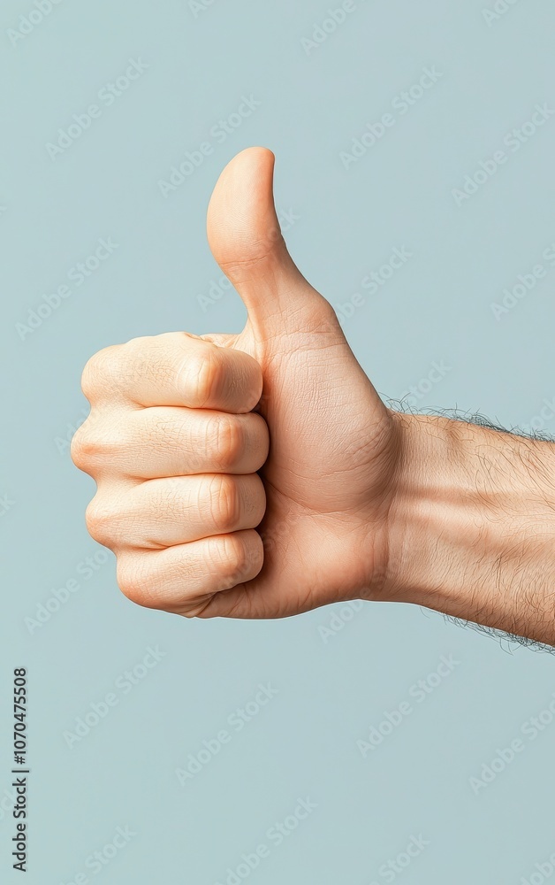 Hand giving a thumbs up gesture on a solid background. Hand giving a thumbs up gesture on a solid background.