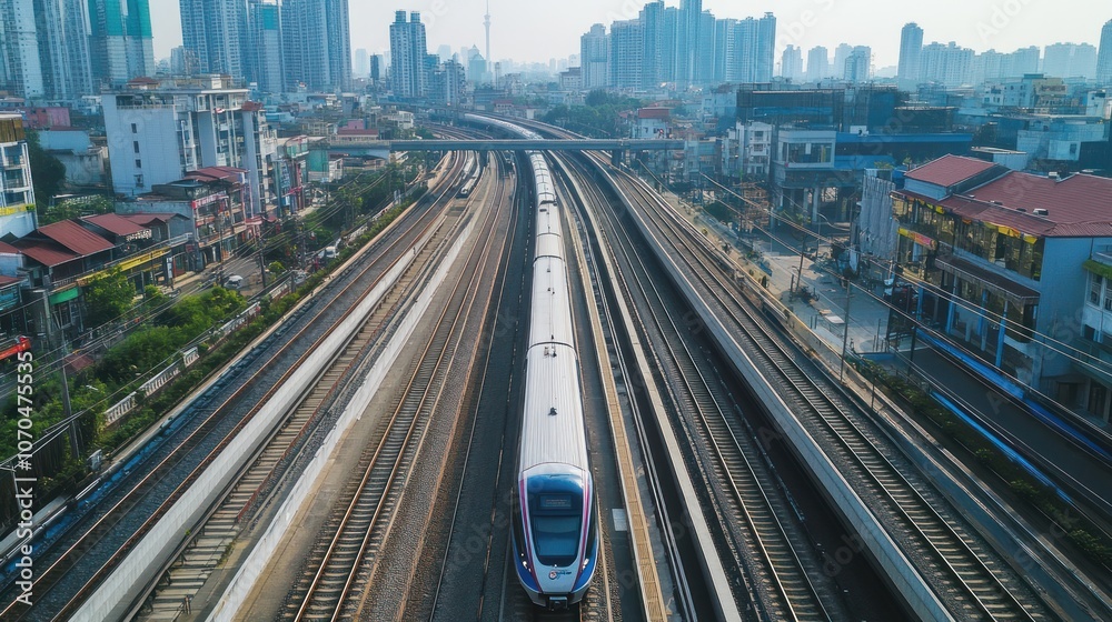 Naklejka premium Rail network development projects expanding infrastructure to support high-speed rail systems