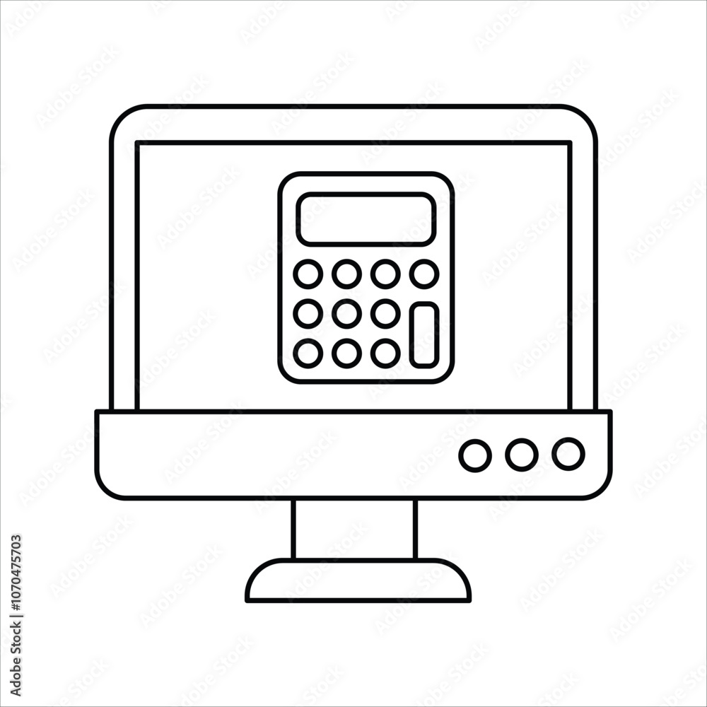 Calculator line icon with white background vector stock illustration Calculator line icon with white background vector stock illustration