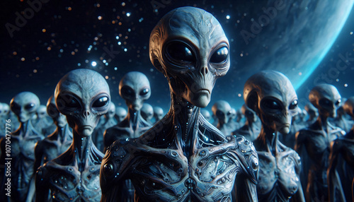 group of aliens, terrestrial life forms, unknown beings photo