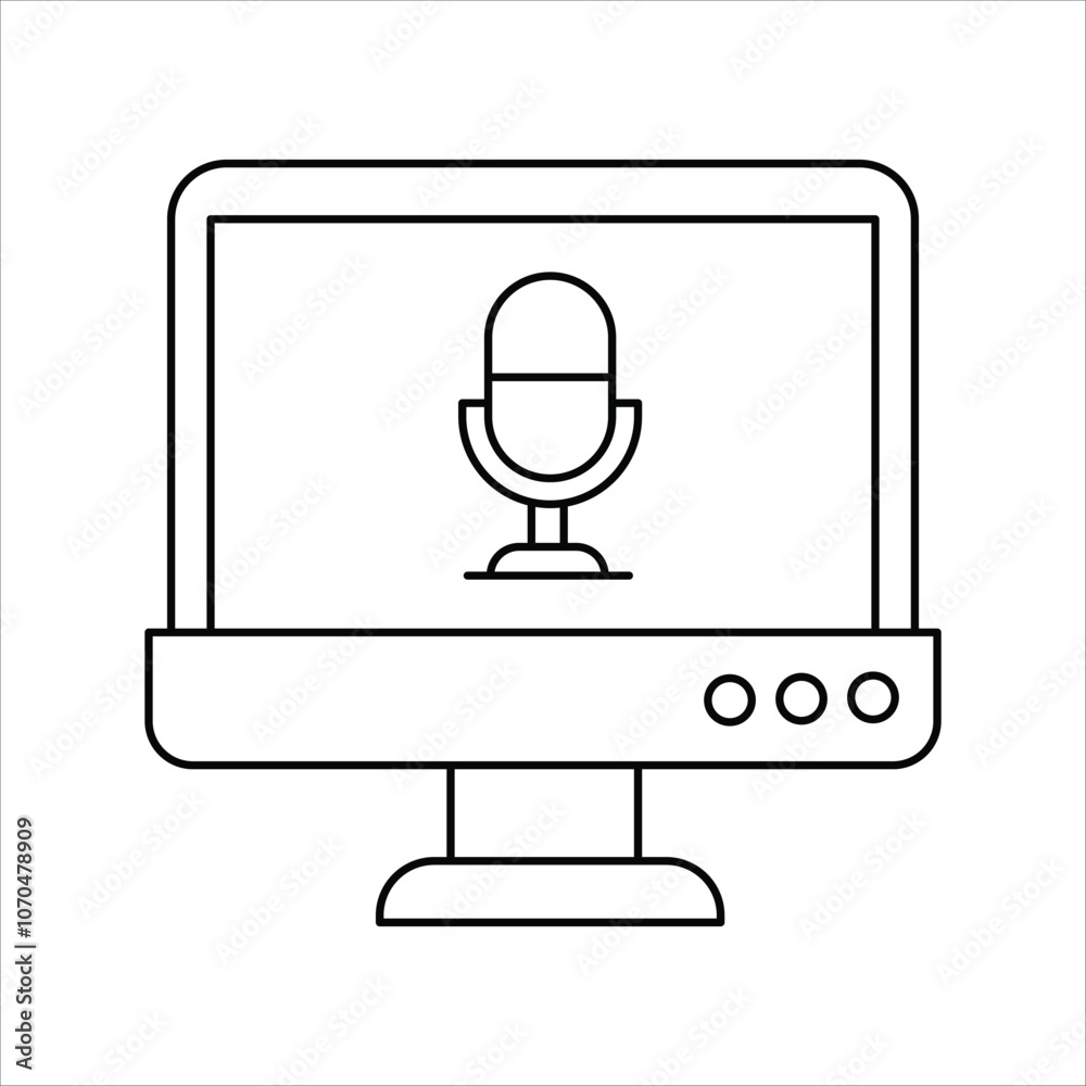Microphone line icon with white background vector stock illustration Microphone line icon with white background vector stock illustration