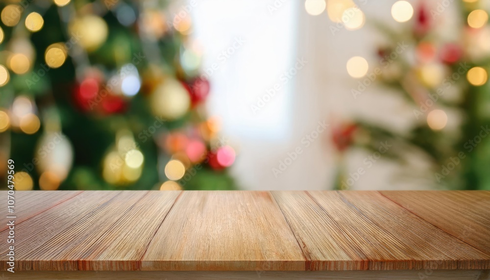 empty table top with blur background of Christmas, abstract blurred Christmas decorations background empty table top with blur background of Christmas, abstract blurred Christmas decorations background