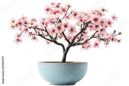 Wallpaper Mural beautiful cherry blossom bonsai tree in light blue pot, showcasing delicate pink flowers and intricate branches, perfect for home decor or gardening enthusiasts Torontodigital.ca