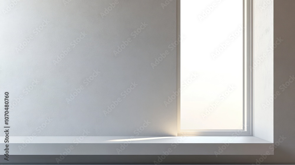 A minimalistic interior scene featuring a window with soft light illuminating a wall. A minimalistic interior scene featuring a window with soft light illuminating a wall.