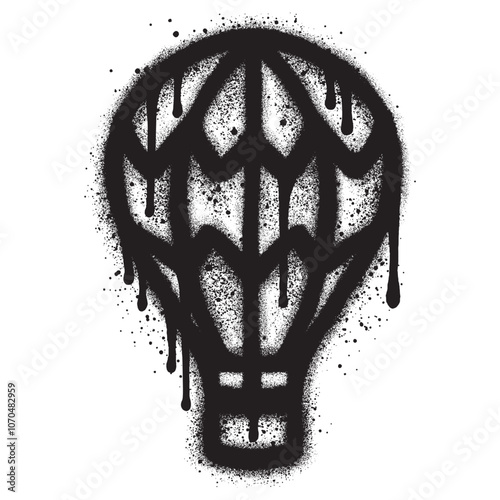 Hot air balloon graffiti with black spray paint. vector illustration.