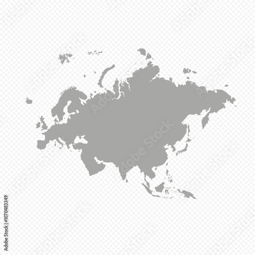 Map of Eurasia, sign silhouette. World Map Globe. Vector Illustration isolated on transparent background. Europe and Asia continent