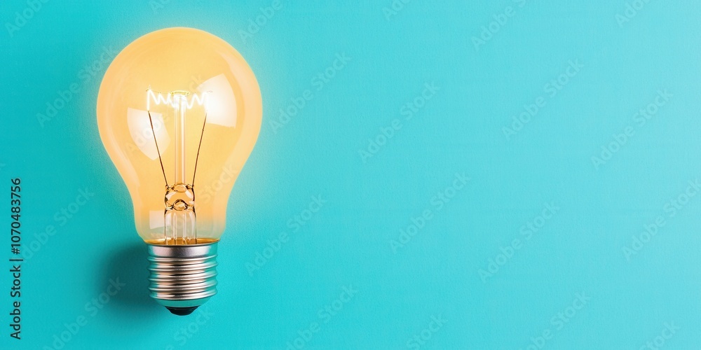 A glowing light bulb against a turquoise background, symbolizing ideas, innovation, and creativity. A glowing light bulb against a turquoise background, symbolizing ideas, innovation, and creativity.