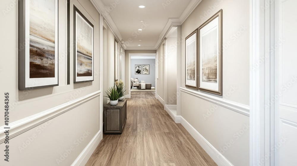 Modern Hallway with Art and Natural Light Modern Hallway with Art and Natural Light