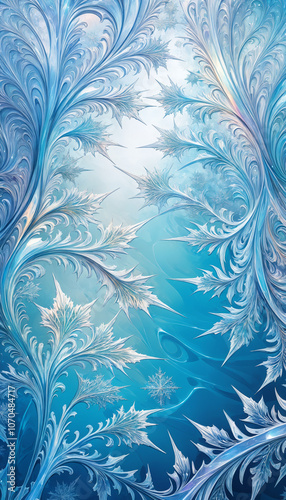 Blue abstract design with intricate swirling patterns