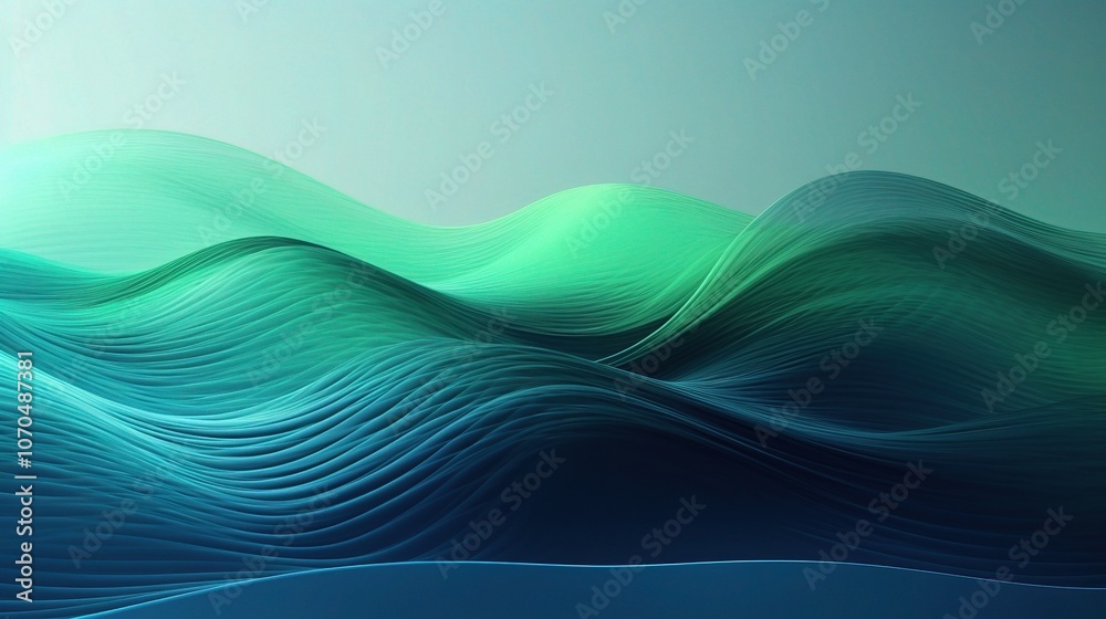 Fototapeta premium Abstract Waves in Green and Blue Tones