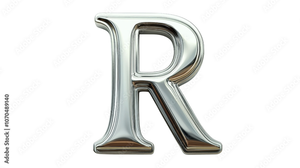 Shiny Chrome Letter R. Shiny Chrome Letter R.