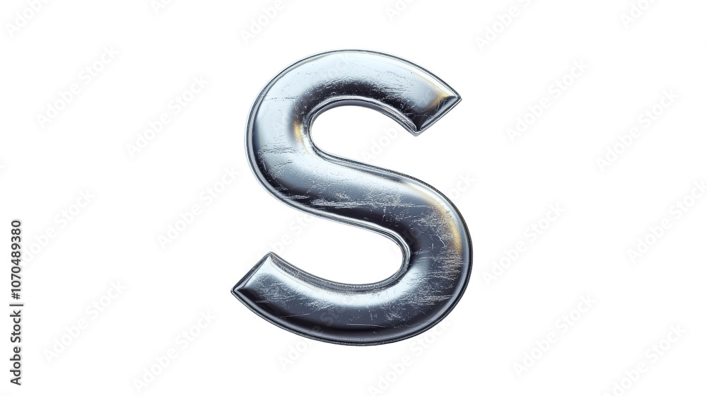 3D Metallic Letter S. 3D Metallic Letter S.