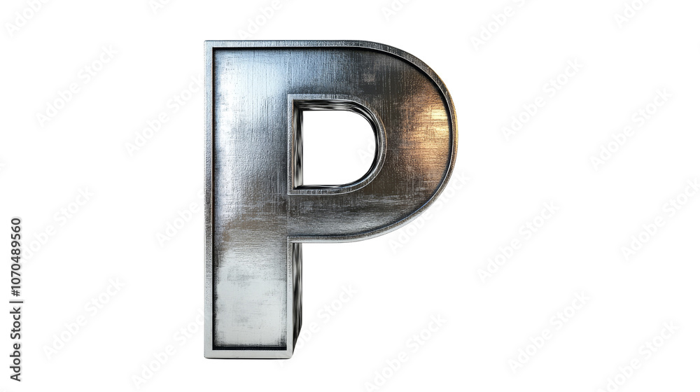 3D Metal Letter P. 3D Metal Letter P.