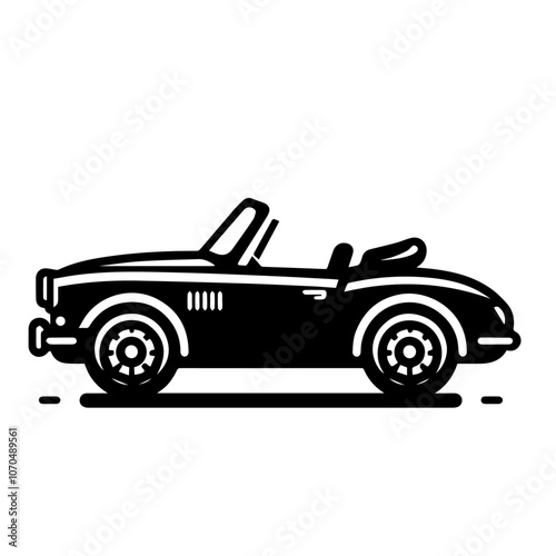 Classic Convertible Car Vector Icon - Vintage Cabriolet Silhouette for Retro Auto Design